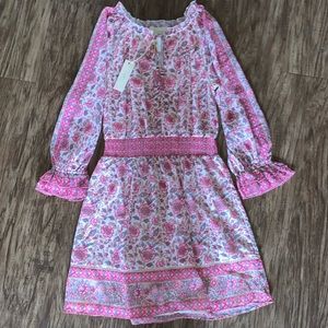 NWT Love Sam Anthropologie Pink Tippy Border Dress